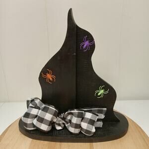 Handcrafted Witches Hat Halloween Decor 11.5in. Wooden Black